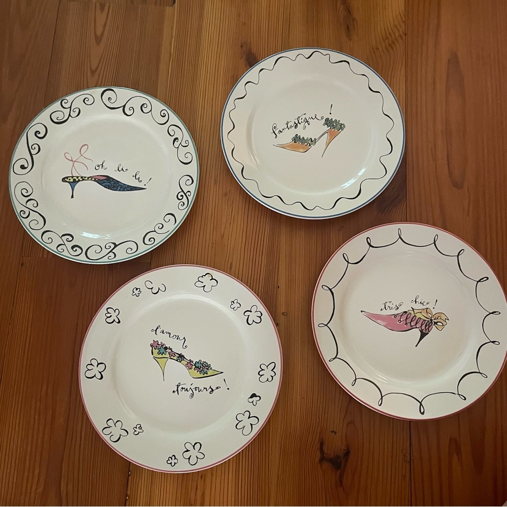 Vintage Rosanna Set of 4 Dessert Plates 8” round